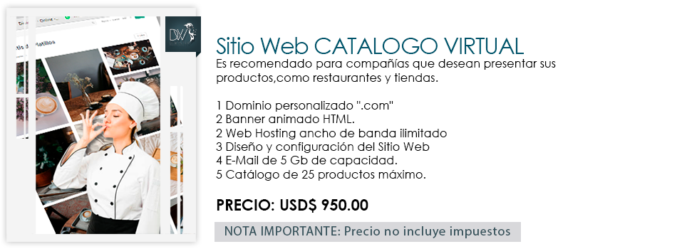 creación de sitio web con catalogo virtual